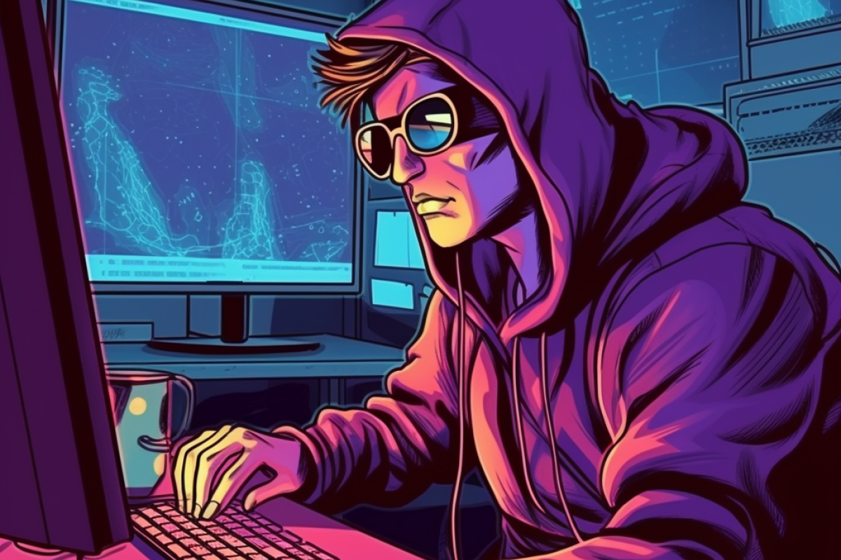 En cyberkriminel der hacker en Facebook-konto 