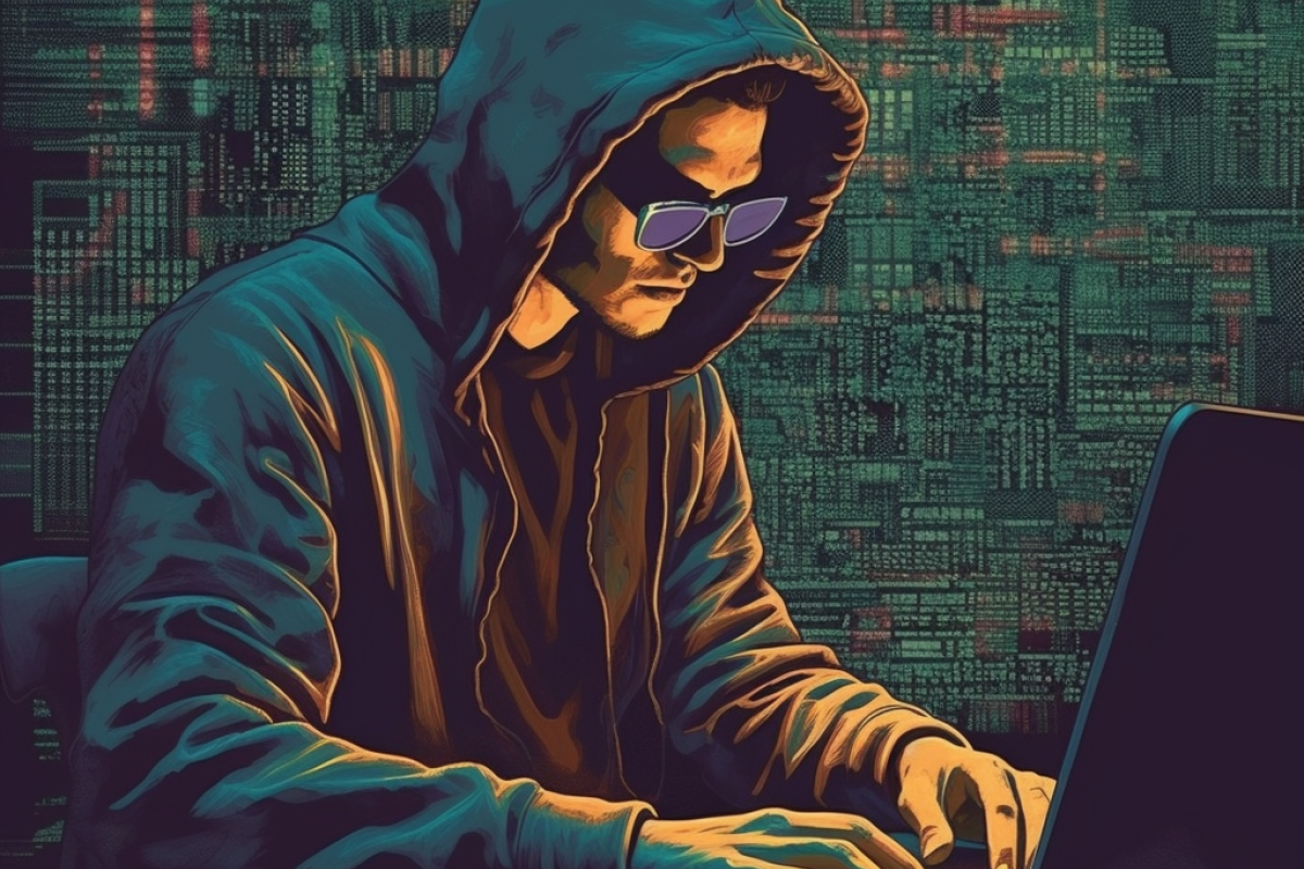 En hacker ved en computer 