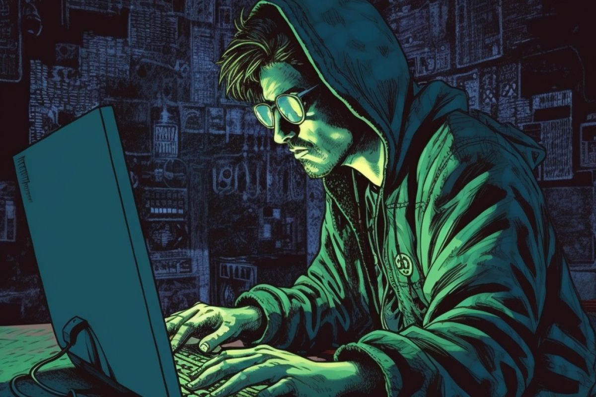 En hacker ved computeren 