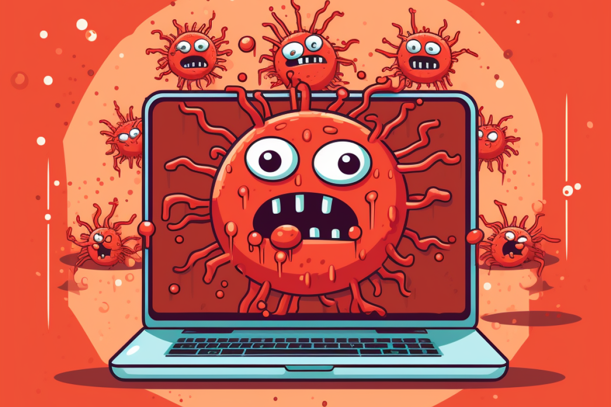 En MacBook med en masse virus på 