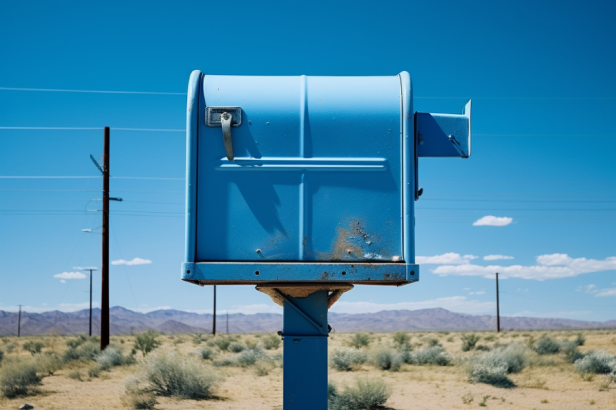 En blå postkasse 